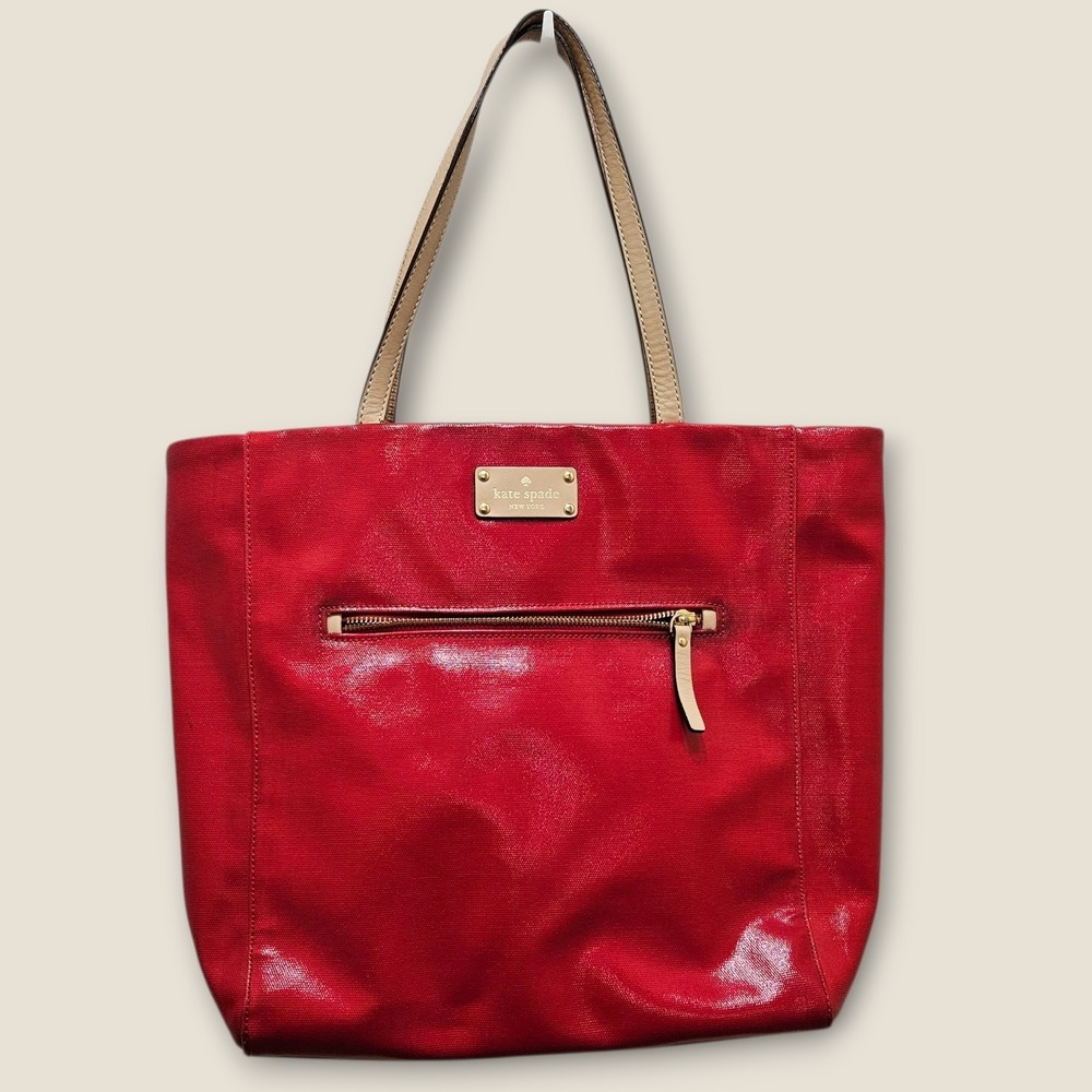 Kate Spade Kerryn Fulton Street Red Tote Bag‎ Purse Handbag Coated Canvas